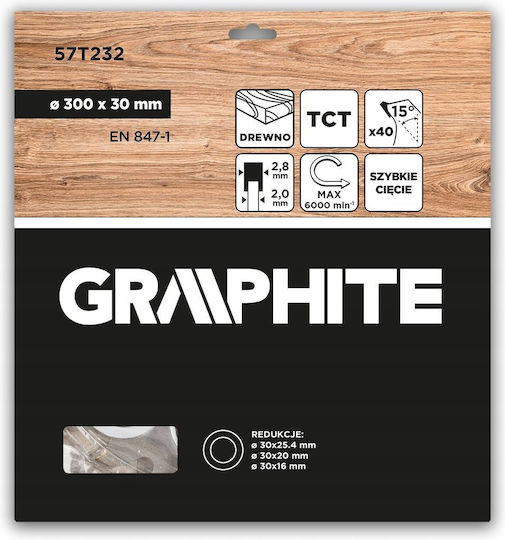 Graphite Диск за рязане на дърво с 40 зъба 300mm