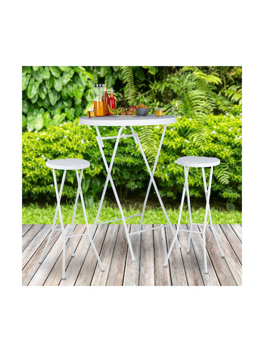 Scaun Metalic De Exterior Alb 2 Buc 29x32.5x80cm