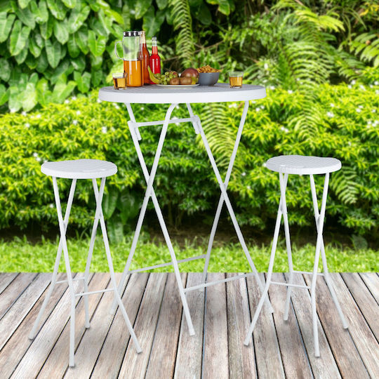 Scaun Metalic De Exterior Alb 2 Buc 29x32.5x80cm