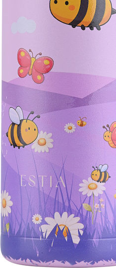 Estia Wonder Bottle Save The Aegean Stainless Steel Kids Thermos Water Bottle with Straw Non Spill Garden Friends 500ml