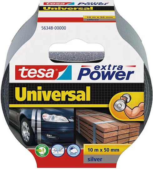Tesa Extra Power Universal Silver Αυτοκόλλητη Υφασμάτινη Ταινία Γκρι 10mx50mm