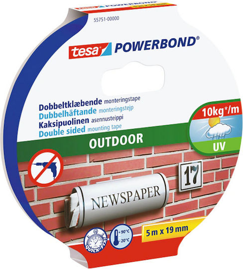 Tesa Powerbond Self-Adhesive Double-Sided Tape Transparent 19mmx5m 1pcs