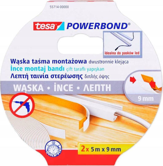 Tesa Powerbond Самозалепваща Самозалепваща Лента Прозрачна 9ммx2м 1бр