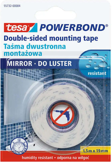 Tesa Powerbond Autocolantă Bandă dublă față-verso Transparentă 19mmx1.5m 1buc
