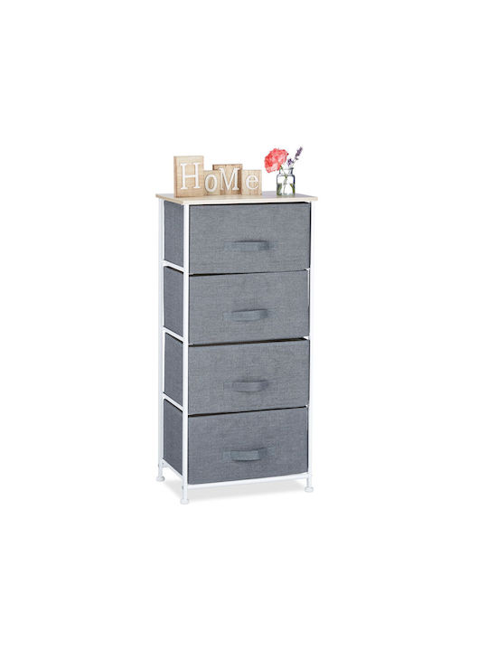 Comodă de Depozitare din Metal și Țesătură L45xl30xÎ95cm