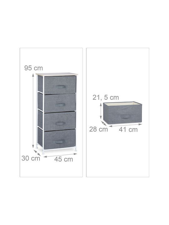 Comodă de Depozitare din Metal și Țesătură L45xl30xÎ95cm