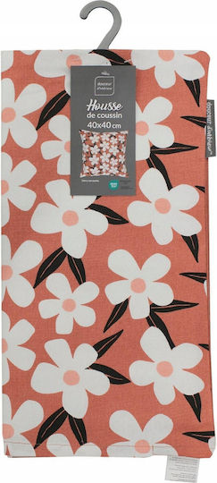 Douceur d'Intérieur Decorative Pillow Case Darcy in 100% Cotton Orange 40x40cm