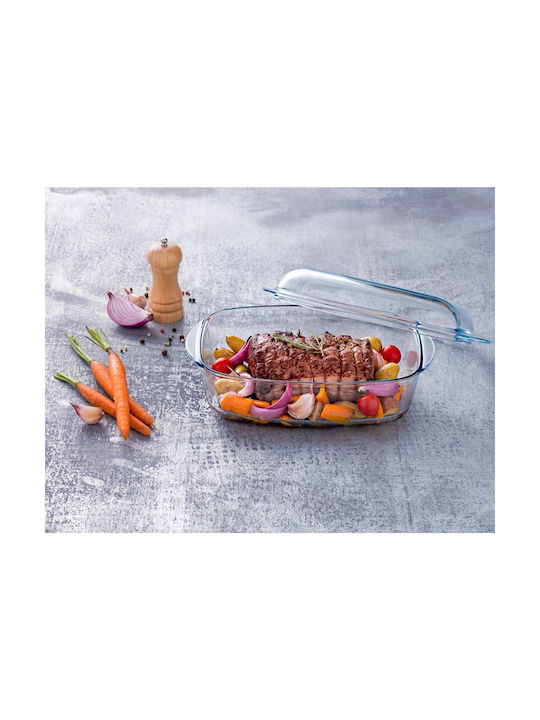 Glass Food Container Lid 6.5L Rectangular Essentials