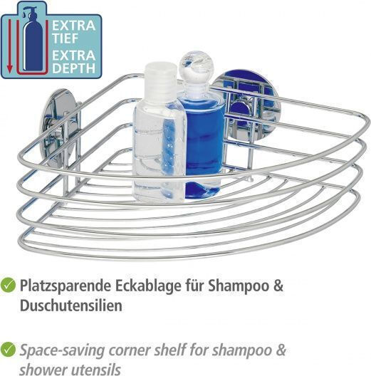 Wenko Γωνιακή Επιτοίχια Ραφιέρα Μπάνιου Inox 25.6x26.5x20cm Γκρι