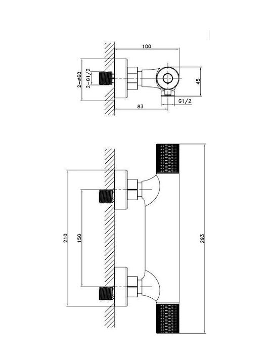 Cersanit Mischung Bade- / Duscharmatur Dusche Thermostatische Gray