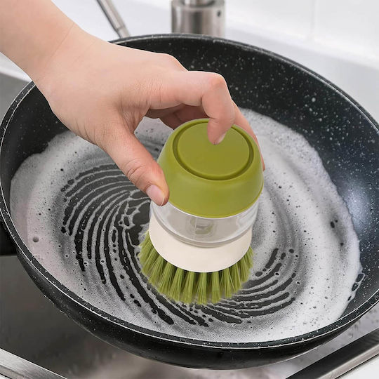 Kitchen Brush with Base and Soap Holder, Green
