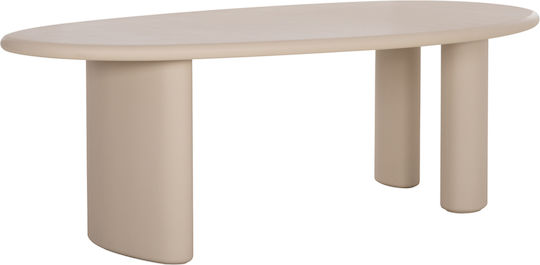 Volpe Ovaler Esszimmertisch aus Beton Beigefarben 240x100x75cm