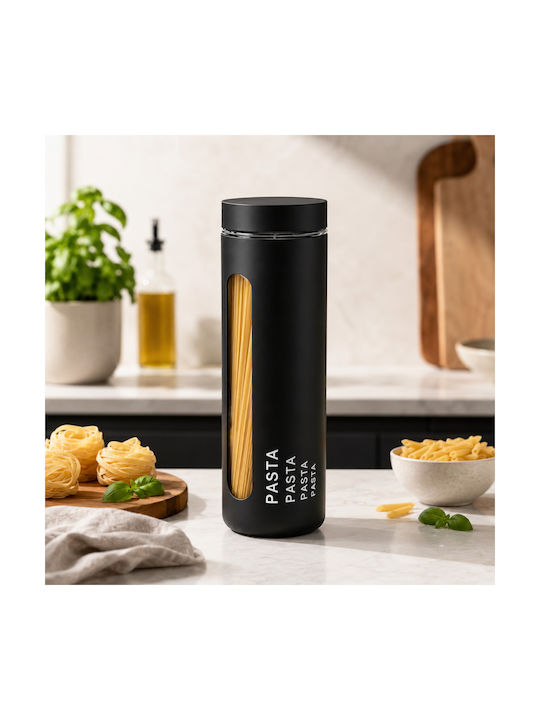 Karvounis Vase Pasta with Lid Glass Black 10x33cm