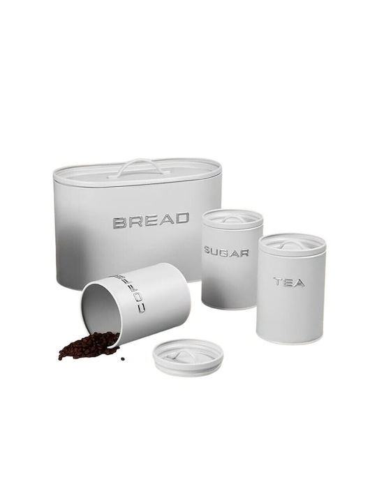 Set of 4 Brown Food Jars for Coffee / Tea with Metallic Lid 4 Pieces GD-715B
