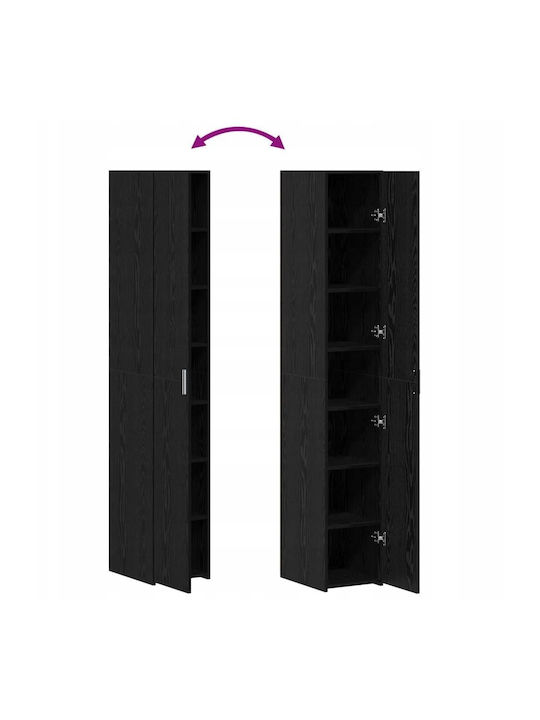 Cabinet Floor High Black Wood 30x42.5x185cm