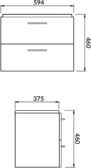 Cersanit Lara Mille Countertop with Sink L60xW46xH37cm White