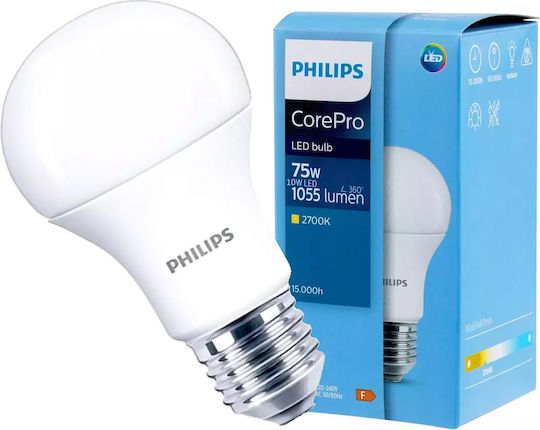 Philips Fassung LED-Lampe 10W für Fassung E27 und Form A60 Warmes Weiß 1055lm