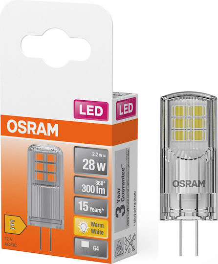 Osram LED крушка 2.6W 95mm за фасунга G4 и форма PL Топло бяло 300лм