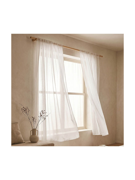 Easy Home Κουρτίνα Παραθύρου με Τρέσα Marimba Εκρού 140x150εκ.