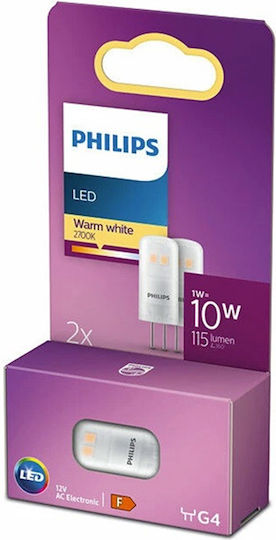 Philips Λάμπες LED 0.9W για Ντουί G4 Θερμό Λευκό 110lm 2τμχ