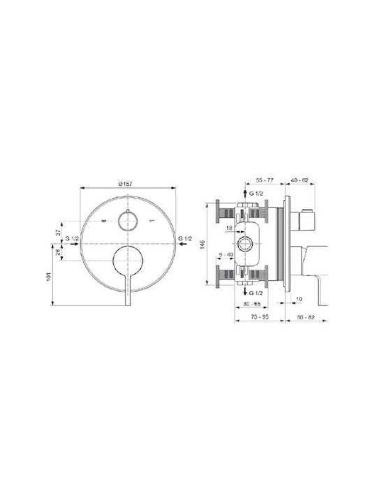 Ideal Standard Вграден Смесител За Душ С 2 Изхода Сребрист
