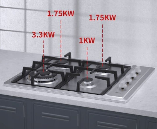 IsEasy Natural Gas Cooktop Autonomous 59x51cm Silver
