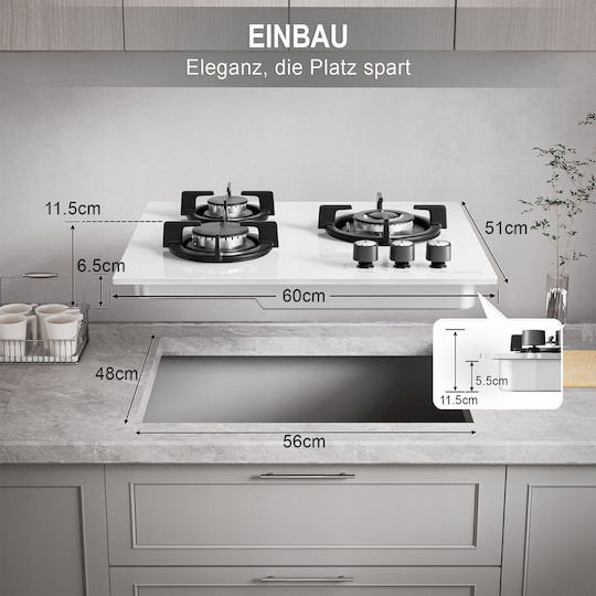 IsEasy Εστία Φυσικού Αερίου Αυτόνομη 60x52εκ. Λευκή