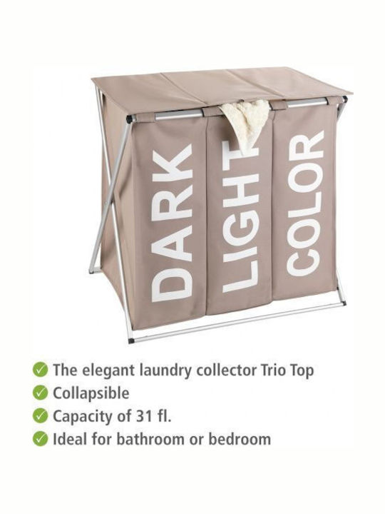 Wenko Fabric Collapsible Laundry Basket 118lt with Cap 57x38x38cm Beige