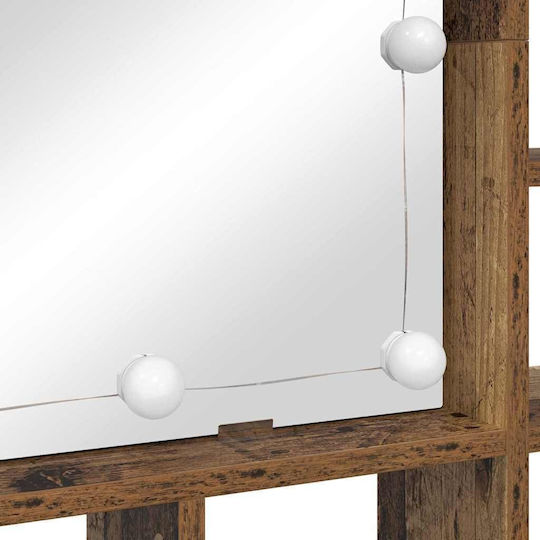 vidaXL Oglindă de Perete cu Maro Ramă din Lemn & Iluminare LED 91x76.5cm 1buc