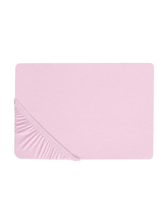 Beliani Σεντόνι Μονό Βαμβακερό Pink 200x200cm