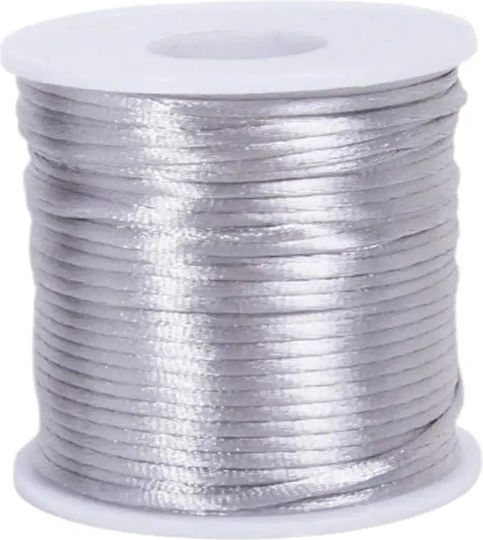 Satin Mouse Tail Fabric 2mm 50 Pieces Silver