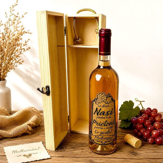 Premium Wine Proposal Package Godparents In Engraved Wooden Box Manor Illustration