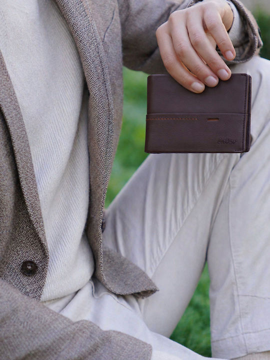 Leather Men's Wallet Travel with RFID Brown