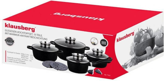 Klausberg Klausberg Töpfe Set aus Aluminium Schwarz mit Stein Innenbeschichtung 4-tlg