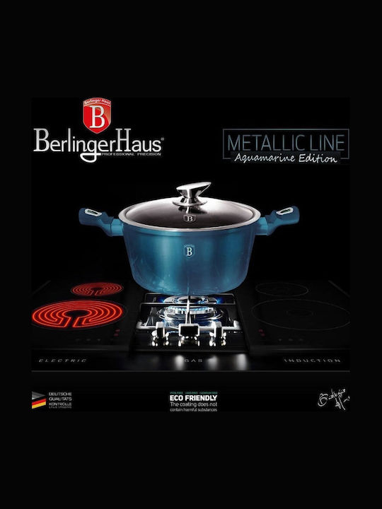 Berlinger Haus Metallic Line Cookware Set of Aluminum with Stone Coating Aquamarine Collection 10pcs