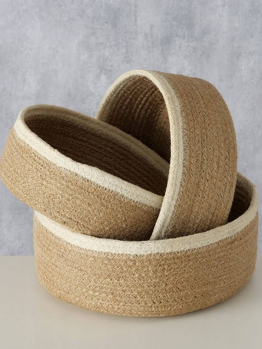 Boltze Set Decorative Baskets Wicker White 3 Pieces
