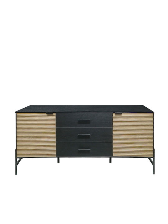 Μπουφές Holz mit Schubladen & Spiegel Schwarz 164x40x75cm