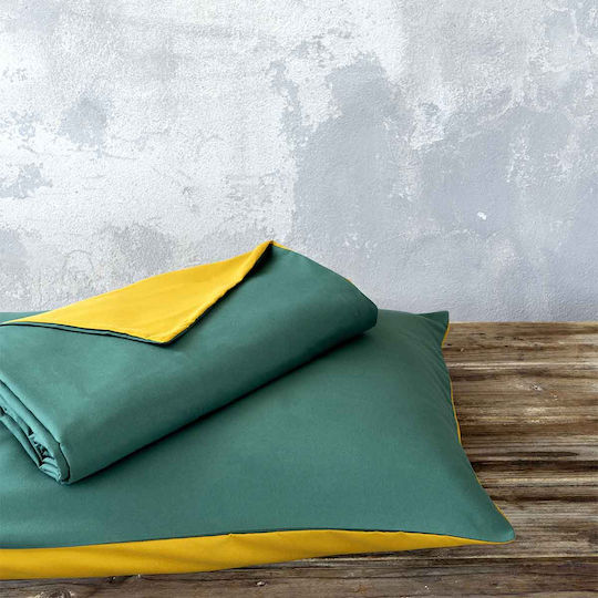 Nima Duvet Cover Set Abalone 220x240cm Double With 2 Pillowcases Green Mustard Beige