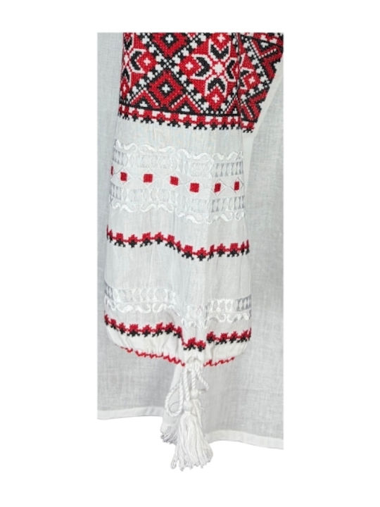 Bluza Damă Bumbac Mânecă Lungă Alb/Portocaliu