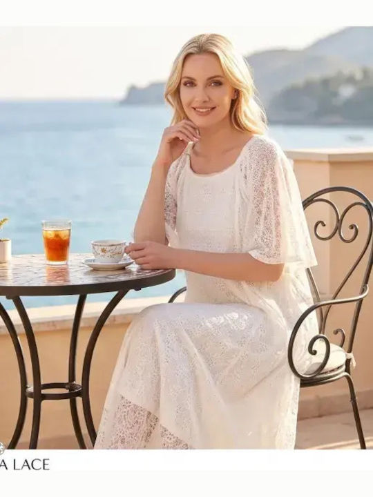 Platinum Fashion Γυναικείο Μακρύ Φόρεμα Παραλίας Άσπρο