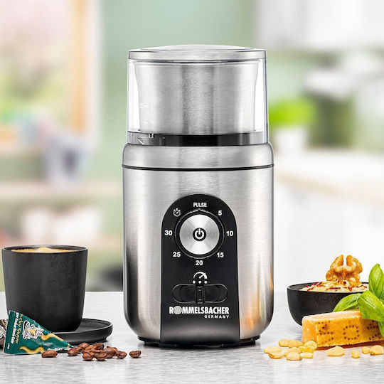 Rommelsbacher Ηλεκτρικός Μύλος Καφέ με Χωρητικότητα 70gr Ασημί