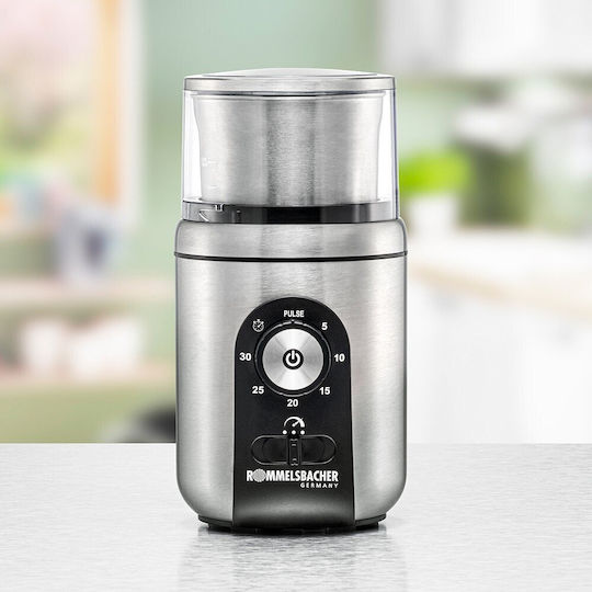 Rommelsbacher Ηλεκτρικός Μύλος Καφέ με Χωρητικότητα 70gr Ασημί