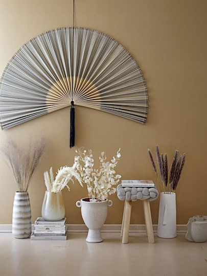 Bloomingville Handmade Wall Decor Fan Black Made of Fabric 145x72cm