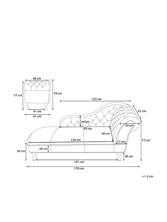 Nimes Modern Chesterfield Liegestuhl Samt Graues M134xP56cm