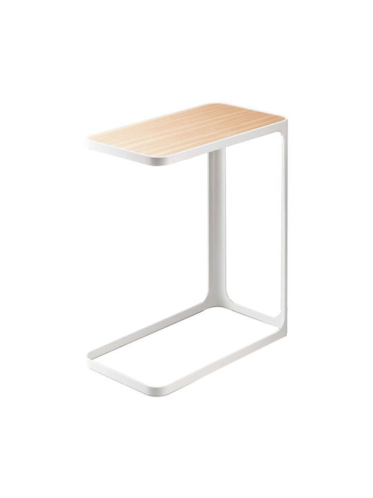 Rectangular Side Table Frame C-Shaped from Solid Wood White / Natural L24xW45xH52cm.