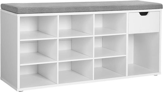 Wooden Shoe Organizer with 3 Shelves White 104x30x48cm