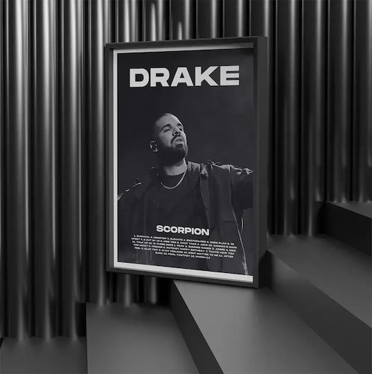Music Poster Drake Scorpion Ms094 40cm X 50cm Μαύρη Ξύλινη Κορνίζα-62464pd156288f55321