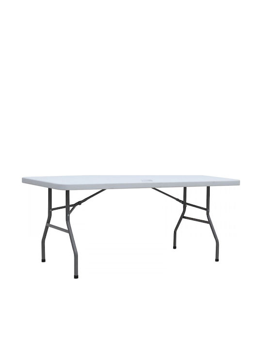 Plastic Catering Outdoor Foldable Table with Metal Frame White 183x75x74cm