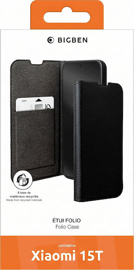Bigben Connected Folio Wallet Case Xiaomi 15t Saffiano Effect Stand Function Black