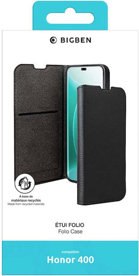 BigBen Connected Brieftasche Hülle Ehre 400 Saffiano Effekt Stand Funktion Schwarz